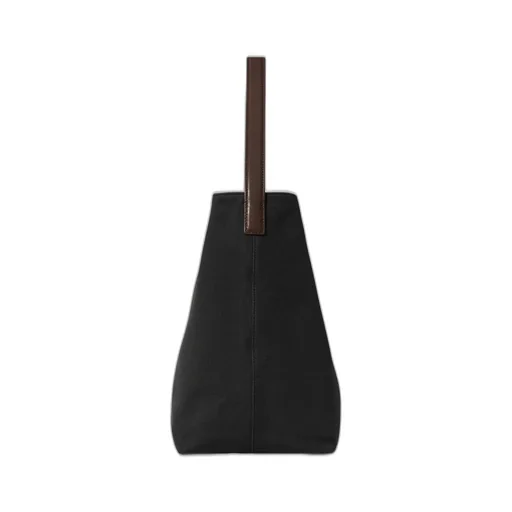 Leather-Handle Cotton Tote Bag