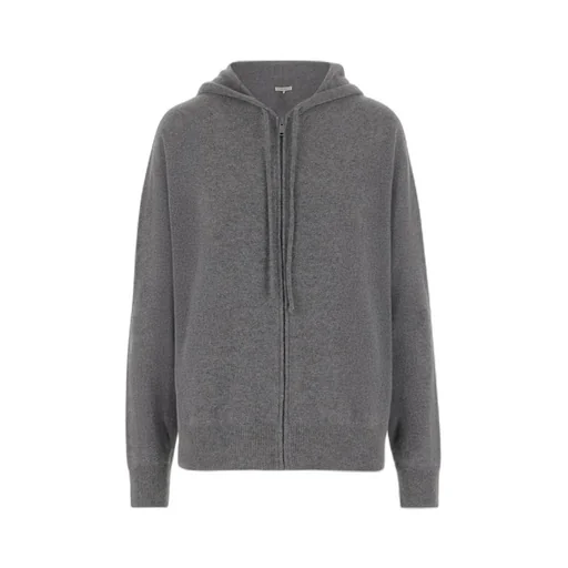 Drawstring-Hood Zip-Front Cardigan