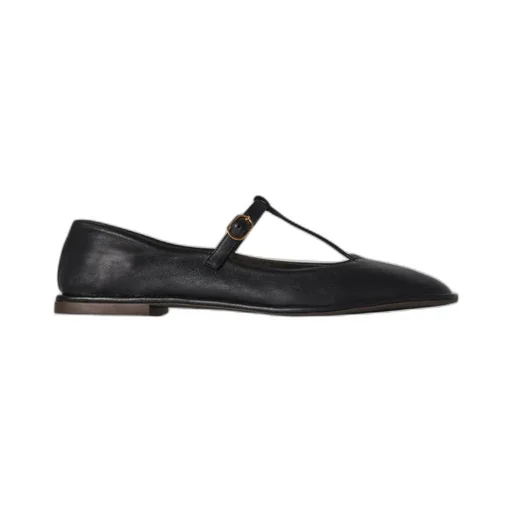 Square T-Strap Flat Shoes