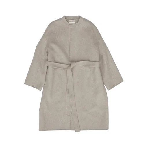 Belted Waist Crewneck Coat