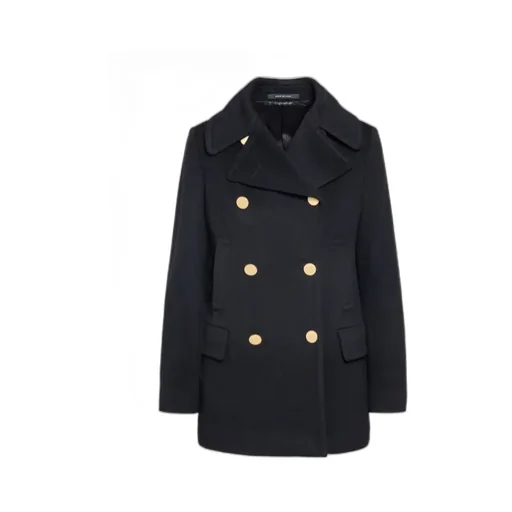 Flap-Pocketed Double-Breasted Coat