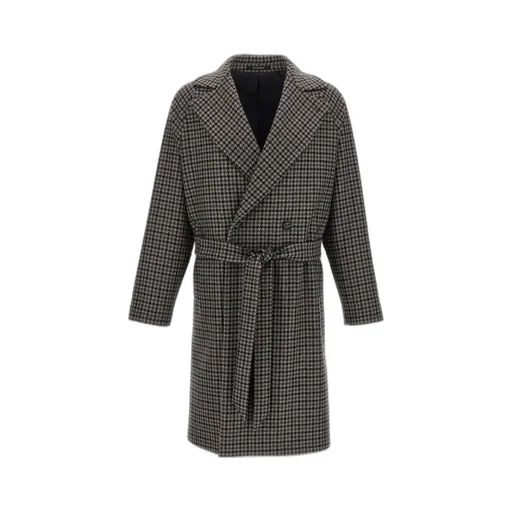 Hendricks Houndstooth Tied-Waist Coat