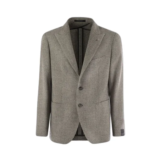 Single-Breasted Herringbone Pattern Jacket