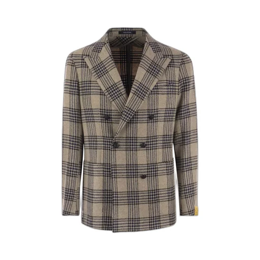 Checked Double-Breasted Blazer