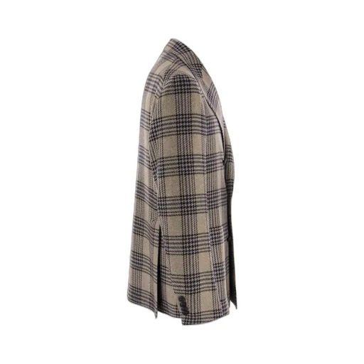 Checked Double-Breasted Blazer