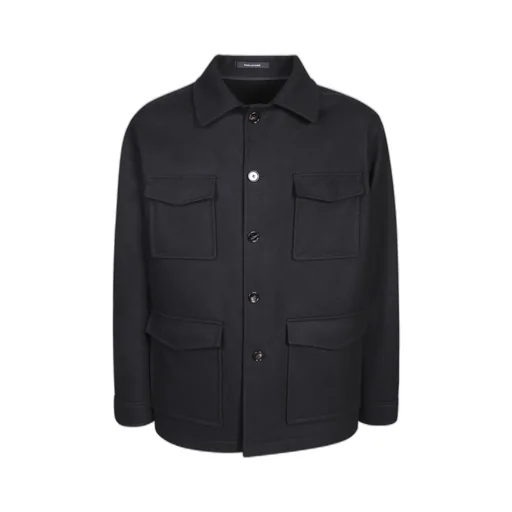 Spread-Collared Buttoned Shirt Jacket