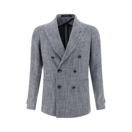 Welt-Pocketed Double-Breasted Blazer