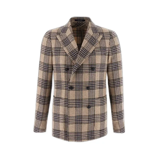 Checked Double-Breasted Blazer