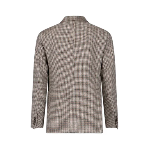 Micro-Houndstooth Patterned Single-Breasted Blazer