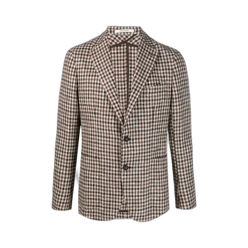 Check-Pattern Long-Sleeve Blazer