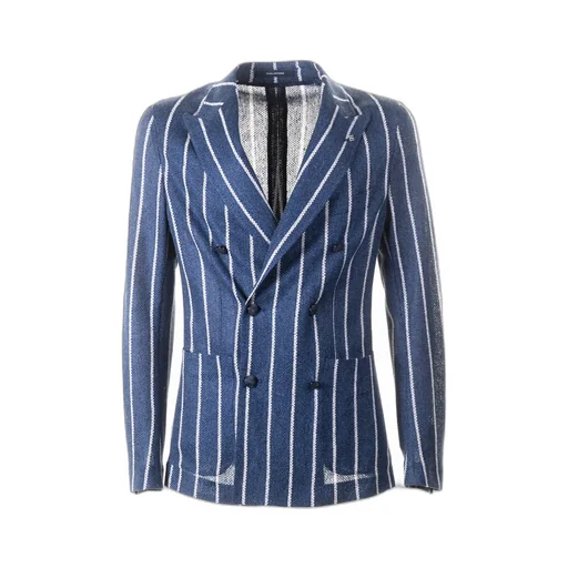 Striped Double-Breasted Suit Jacket