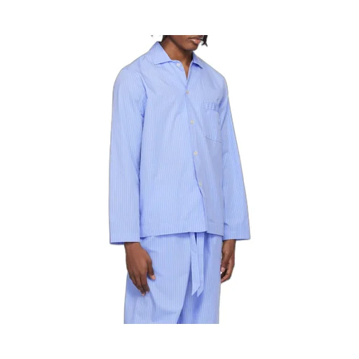 Long Sleeved Pinstriped Poplin Pajama Shirt