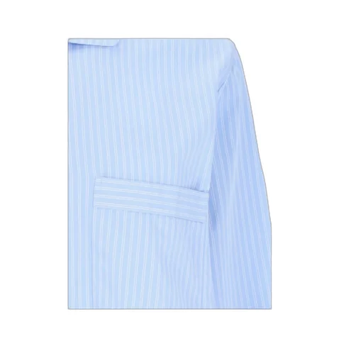 Long Sleeved Pinstriped Poplin Pajama Shirt