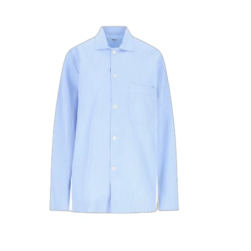 Long Sleeved Pinstriped Poplin Pajama Shirt