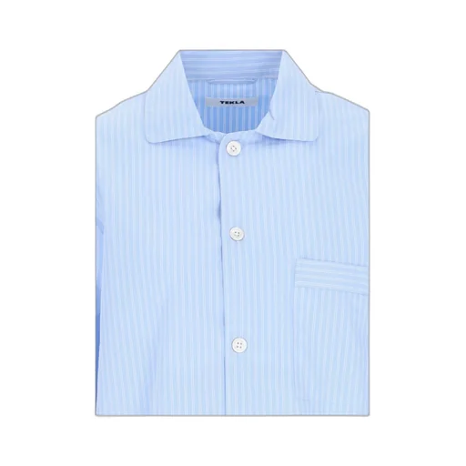 Long Sleeved Pinstriped Poplin Pajama Shirt