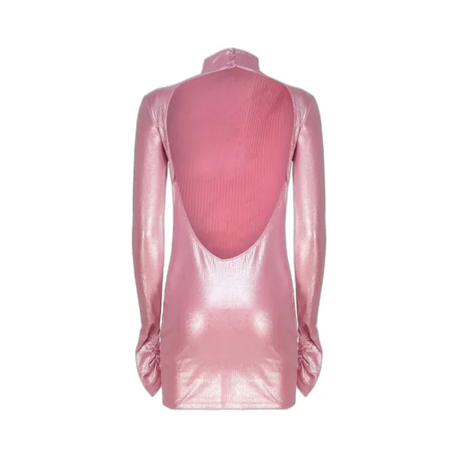 Long-Sleeve Metallic Dress