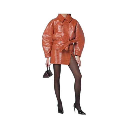Leather-Effect Belted Jacket