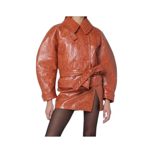 Leather-Effect Belted Jacket