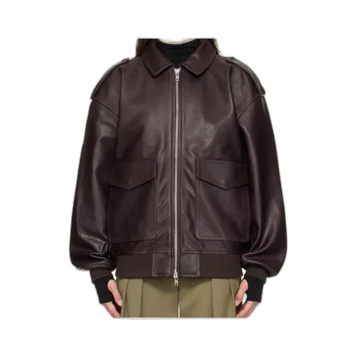 Long-Sleeved Leather Jacket
