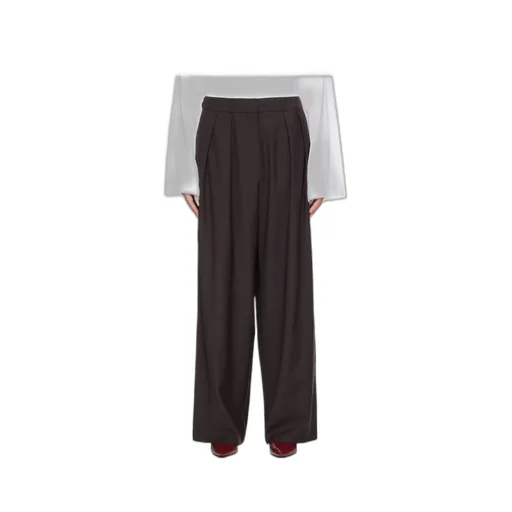 Wide-Leg Pleated Trousers