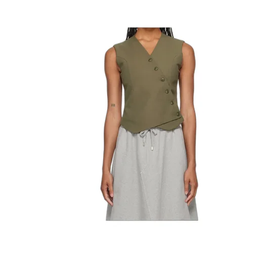 Sleeveless Button-Fastening Top