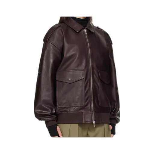 Long-Sleeved Leather Jacket