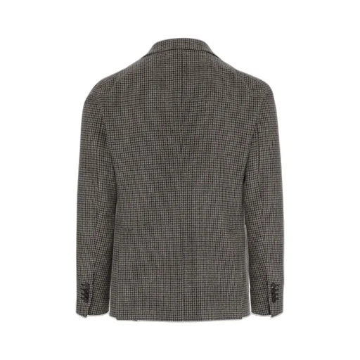 Houndstooth Patterned Single-Breasted Blazer