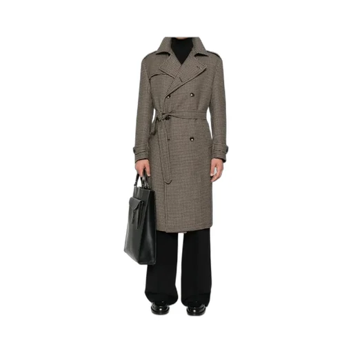 Houndstooth Double-Breasted Coat