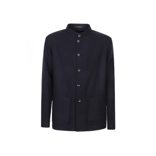 Mandarin-Collar Wool Shirt Jacket