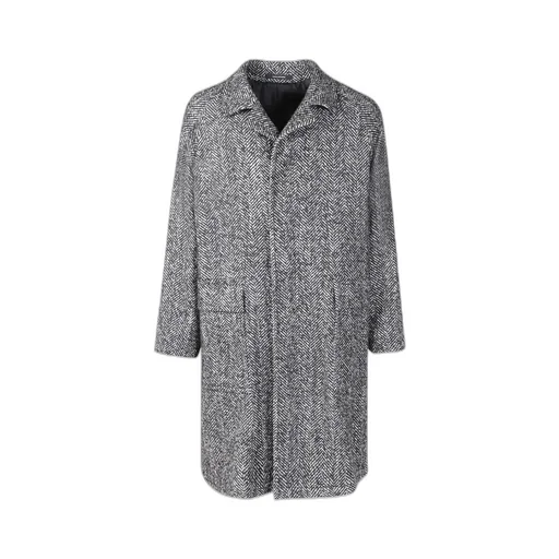 Notched-Collared Buttoned Peacoat