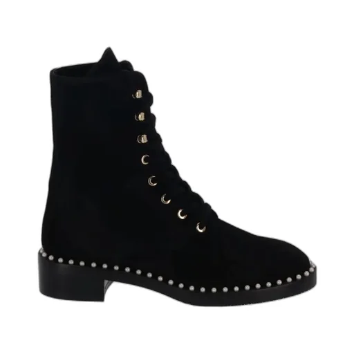Sondra Pearled Combat Lace Boots