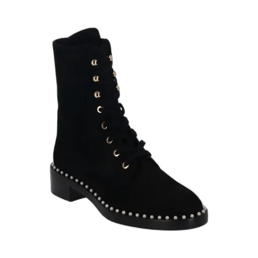 Sondra Pearled Combat Lace Boots