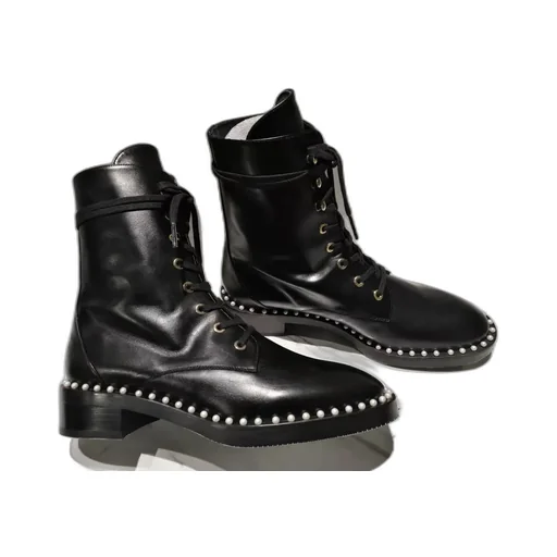 Lace-Trimmed High Boots