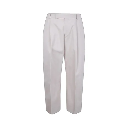Pleated Cotton Straight-Leg Trousers