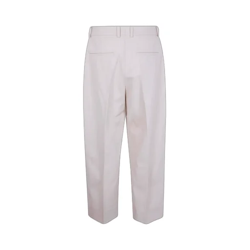 Pleated Cotton Straight-Leg Trousers