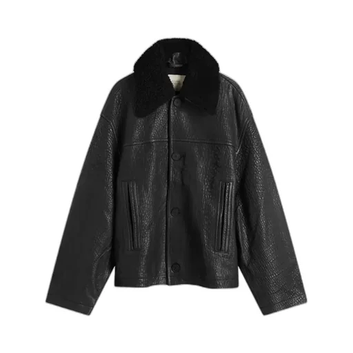 Textured-Leather Jacket