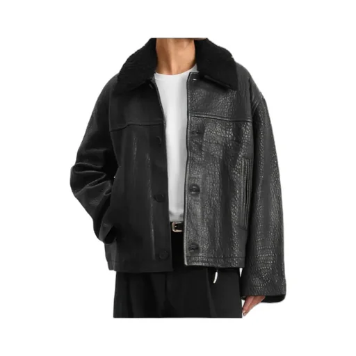Textured-Leather Jacket