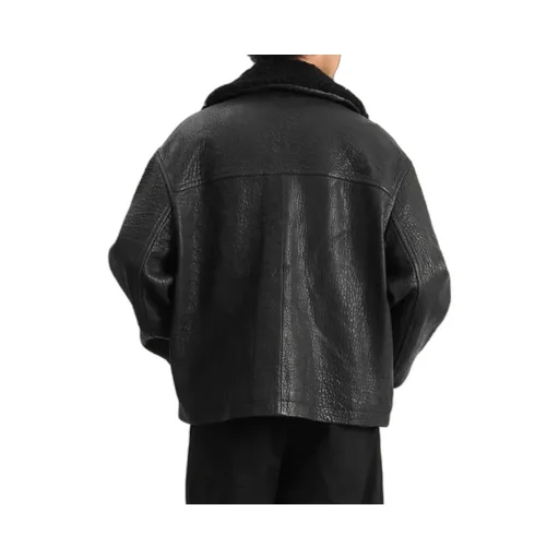 Textured-Leather Jacket