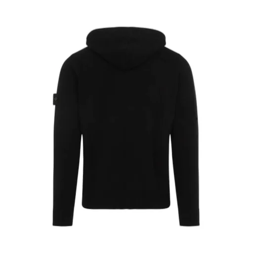 Logo Patch Zipped Hooded Cardigan