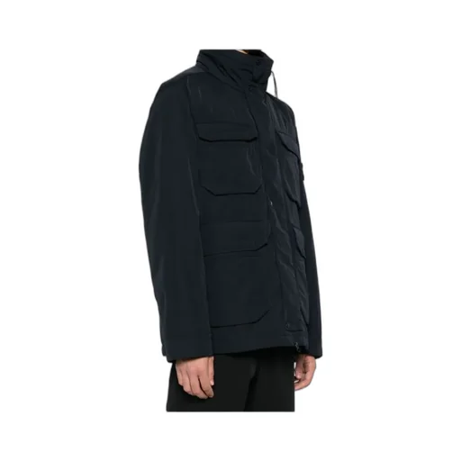 Compass-Badge Funnel Neck Puffer Jacket