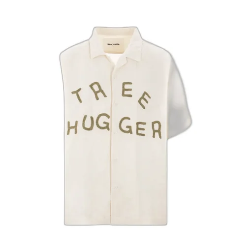 Greetings Appliqué-Lettering Shirt