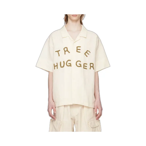Greetings Appliqué-Lettering Shirt