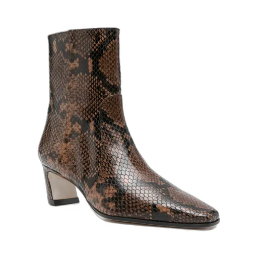 Square Toe High Heeled Ankle Boots