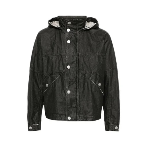 Logo-Print Hooded Linen Jacket