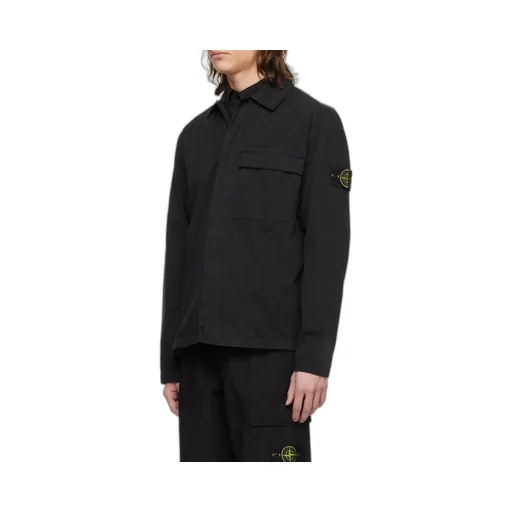 Logo Patch Collared Shirt Jacket