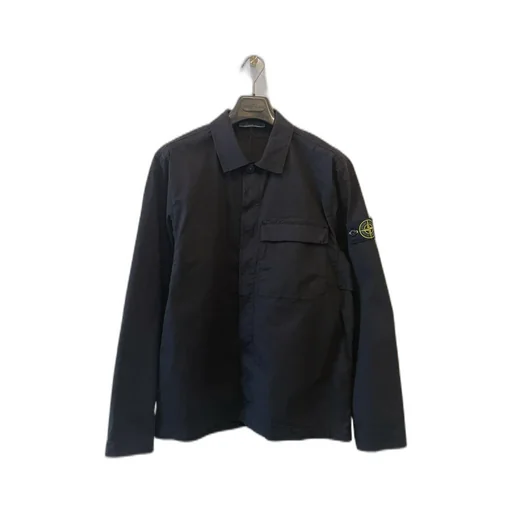 Logo Patch Collared Shirt Jacket