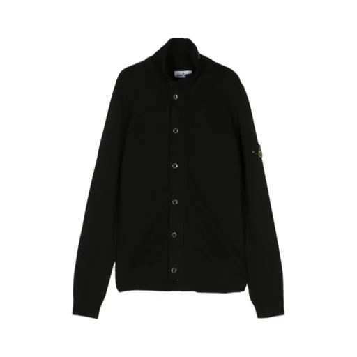 Compass-Patch Wool-Blend Cardigan
