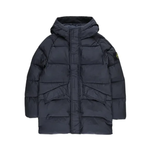 Compass-Motif Long-Sleeved Padded Coat
