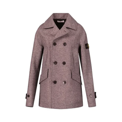 Logo-Patch Virgin Wool Blend Double-Breasted Coat