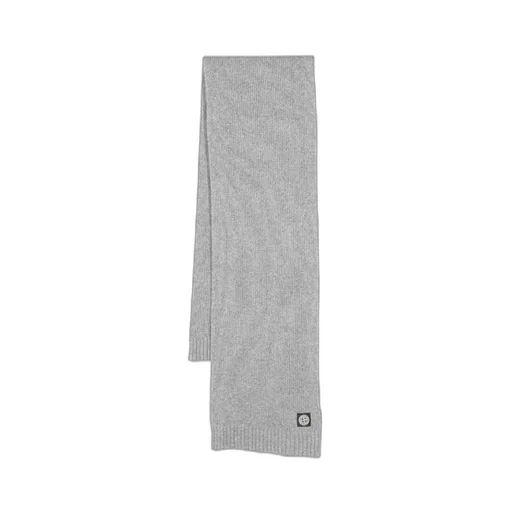Compass-Patch Ribbed-Knit Scarf